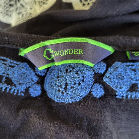 C WONDER Black Cotton Embroidered Dress Medium M - Picture 5 of 5